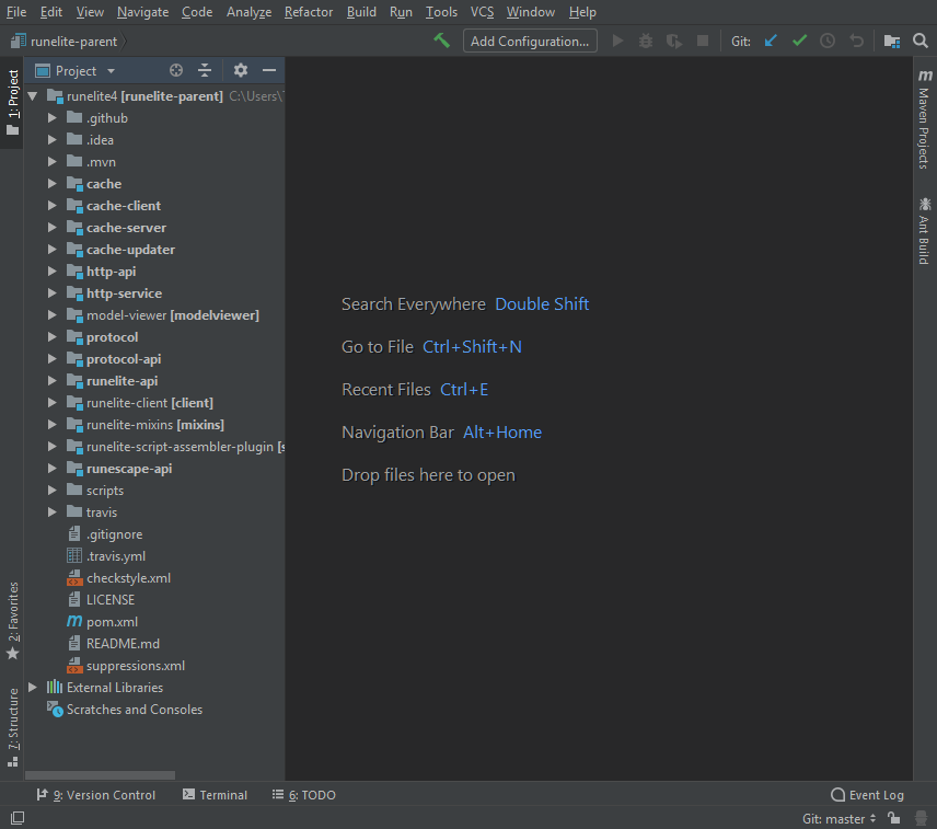 IntelliJ IDEA loaded RuneLite project