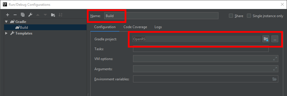 Configuring the new Grade Build configuration